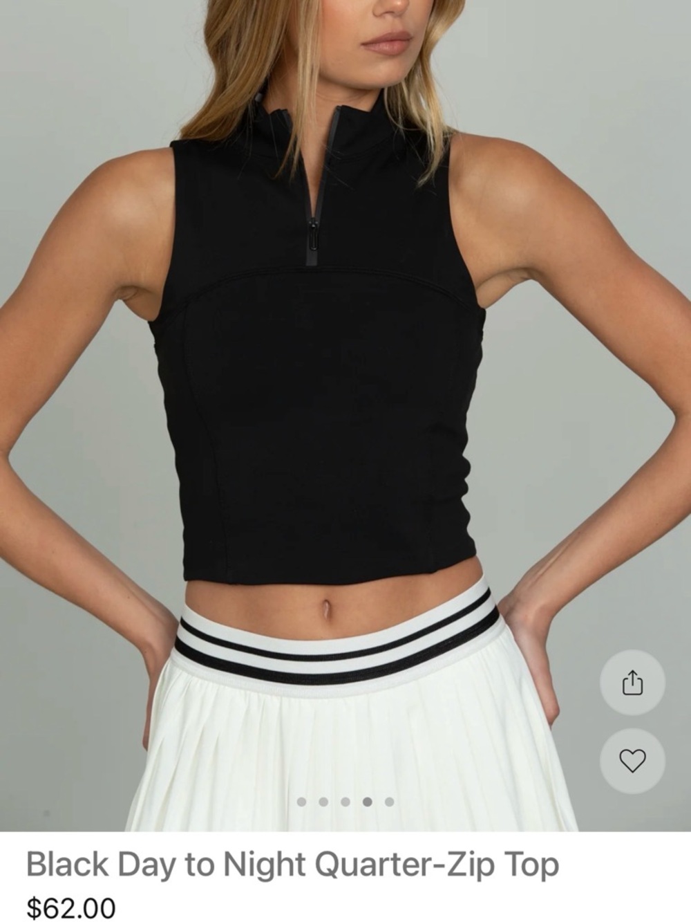 Gold Hinge Black Day to Night Quarter Zip Crop Tank